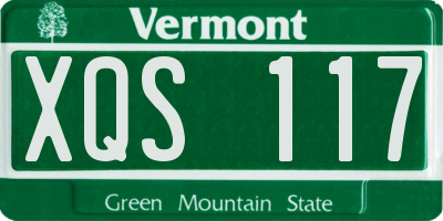 VT license plate XQS117