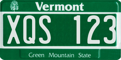 VT license plate XQS123