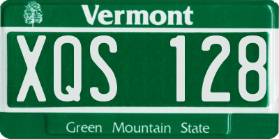 VT license plate XQS128