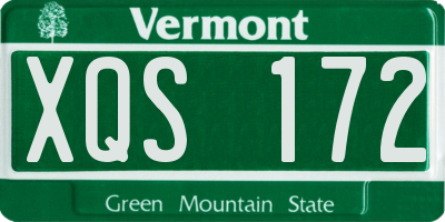 VT license plate XQS172