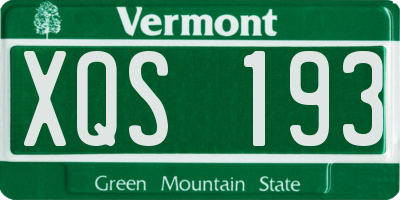 VT license plate XQS193