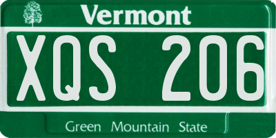 VT license plate XQS206