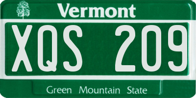VT license plate XQS209