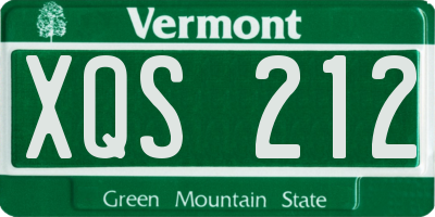 VT license plate XQS212