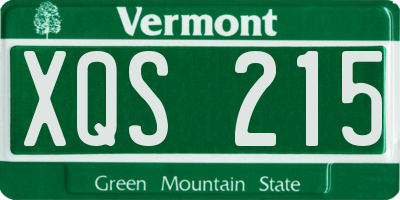 VT license plate XQS215