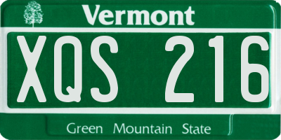 VT license plate XQS216