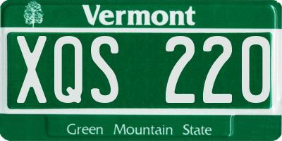 VT license plate XQS220