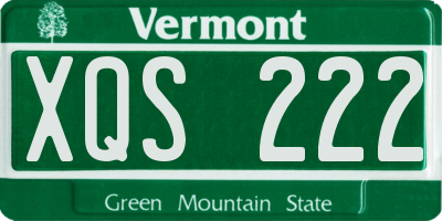 VT license plate XQS222