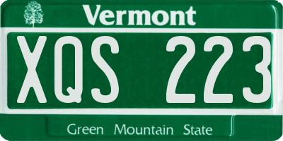 VT license plate XQS223