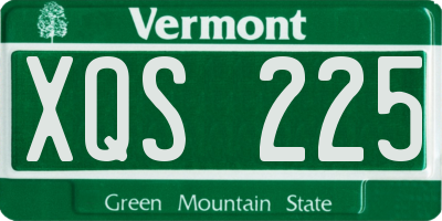 VT license plate XQS225