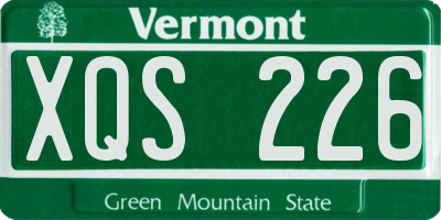VT license plate XQS226