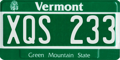VT license plate XQS233