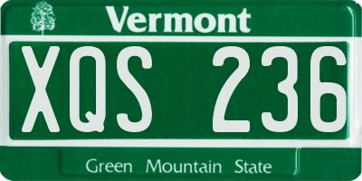 VT license plate XQS236