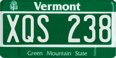 VT license plate XQS238