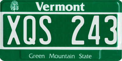 VT license plate XQS243