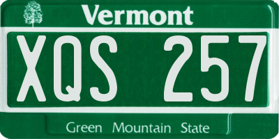VT license plate XQS257