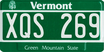 VT license plate XQS269