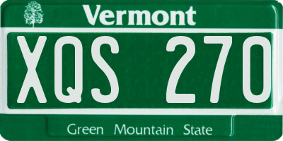 VT license plate XQS270