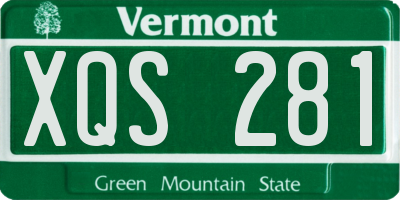 VT license plate XQS281