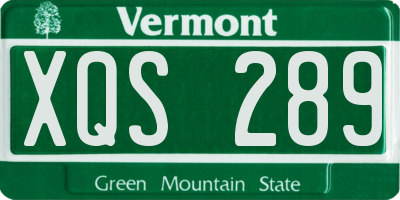VT license plate XQS289