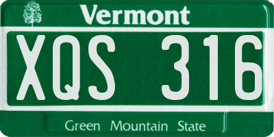 VT license plate XQS316