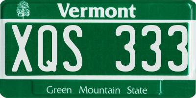 VT license plate XQS333