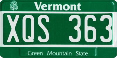 VT license plate XQS363