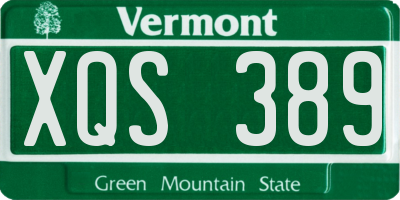 VT license plate XQS389