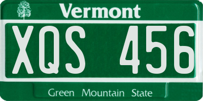 VT license plate XQS456