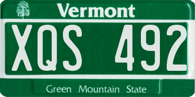 VT license plate XQS492