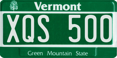 VT license plate XQS500