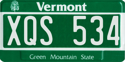 VT license plate XQS534