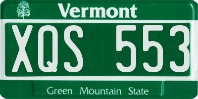 VT license plate XQS553