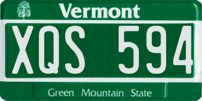 VT license plate XQS594