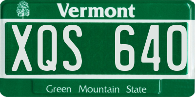 VT license plate XQS640