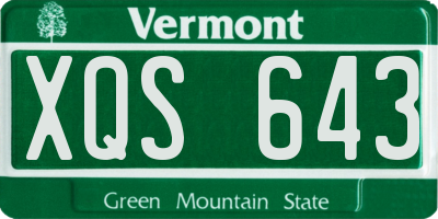 VT license plate XQS643
