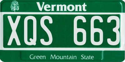 VT license plate XQS663