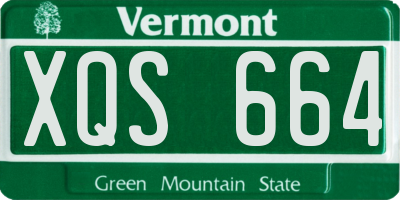 VT license plate XQS664
