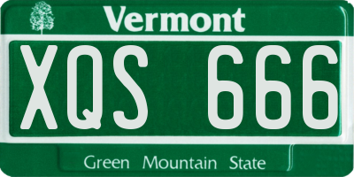 VT license plate XQS666