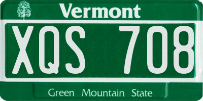 VT license plate XQS708
