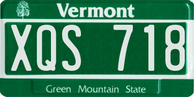 VT license plate XQS718