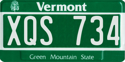 VT license plate XQS734