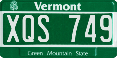 VT license plate XQS749