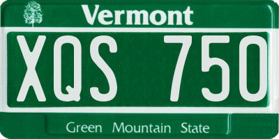 VT license plate XQS750