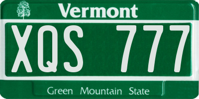 VT license plate XQS777