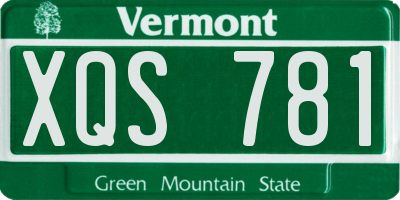 VT license plate XQS781