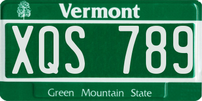 VT license plate XQS789