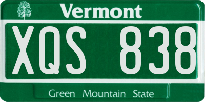 VT license plate XQS838
