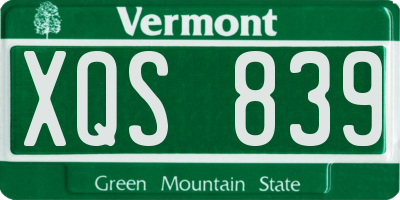 VT license plate XQS839