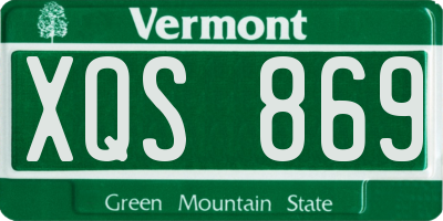 VT license plate XQS869